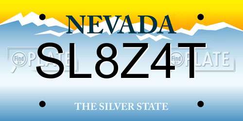 SL8Z4T Nevada License Plate