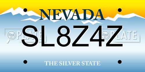 SL8Z4Z Nevada License Plate