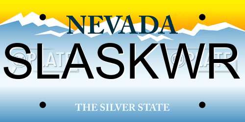 SLASKWR Nevada License Plate