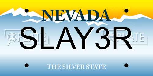 SLAY3R Nevada License Plate