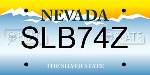SLB74Z Nevada License Plate
