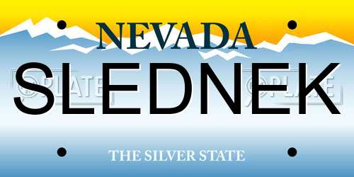 SLEDNEK Nevada License Plate