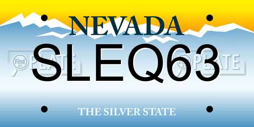 SLEQ63 Nevada License Plate