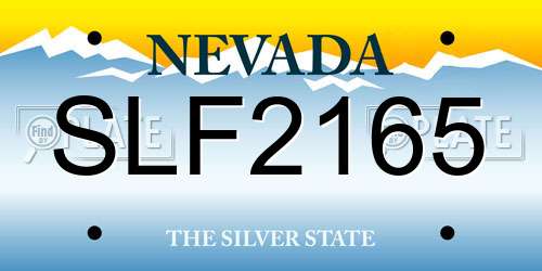 SLF2165 Nevada License Plate