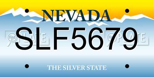 SLF5679 Nevada License Plate