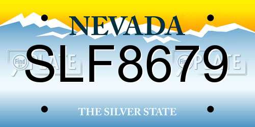 SLF8679 Nevada License Plate