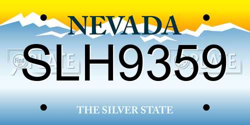 SLH9359 Nevada License Plate