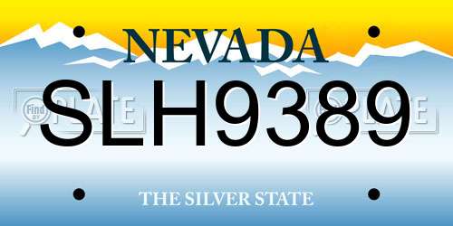 SLH9389 Nevada License Plate
