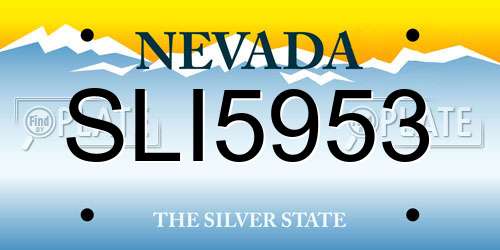 SLI5953 Nevada License Plate