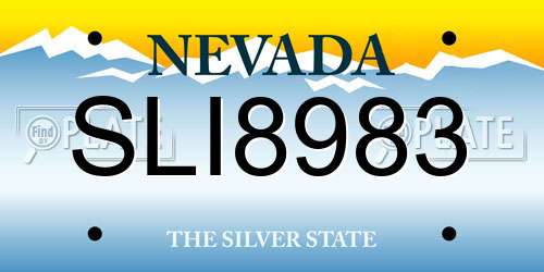 SLI8983 Nevada License Plate
