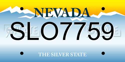 SLO7759 Nevada License Plate