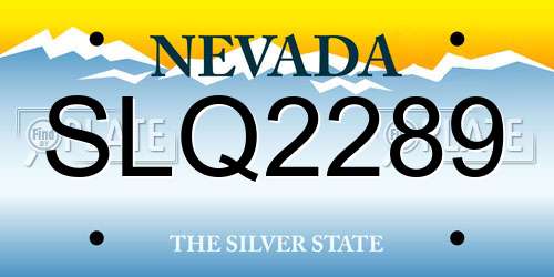 SLQ2289 Nevada License Plate