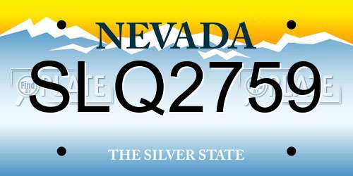 SLQ2759 Nevada License Plate