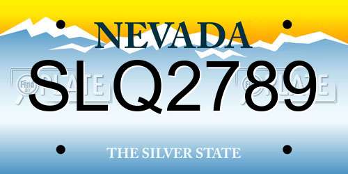 SLQ2789 Nevada License Plate