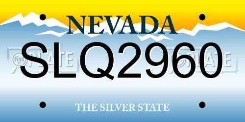 SLQ2960 Nevada License Plate