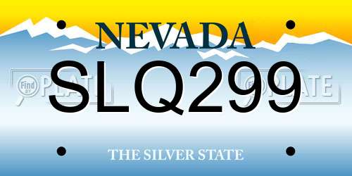 SLQ299 Nevada License Plate