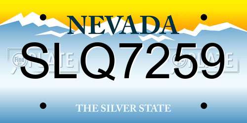 SLQ7259 Nevada License Plate