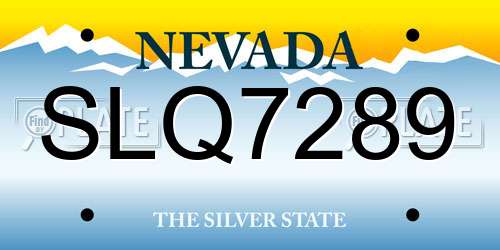 SLQ7289 Nevada License Plate