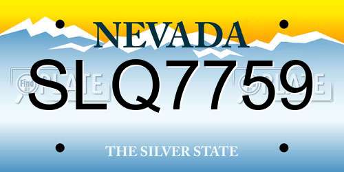 SLQ7759 Nevada License Plate