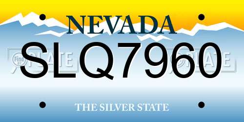 SLQ7960 Nevada License Plate