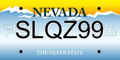SLQZ99 Nevada License Plate