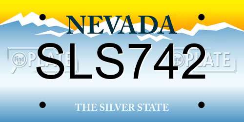 SLS742 Nevada License Plate