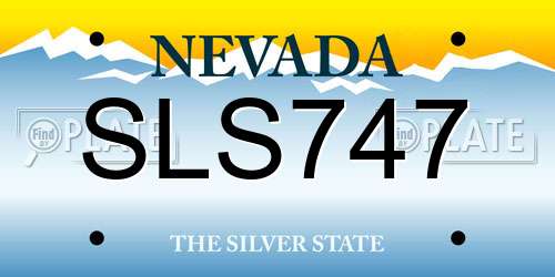 SLS747 Nevada License Plate