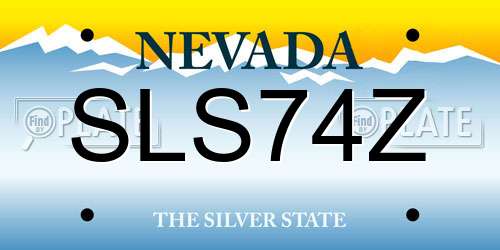 SLS74Z Nevada License Plate