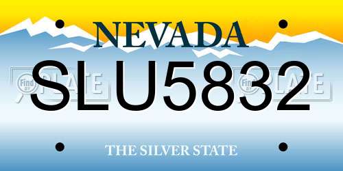 SLU5832 Nevada License Plate