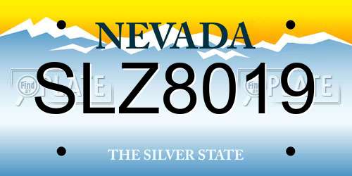 SLZ8019 Nevada License Plate