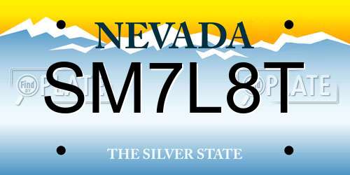 SM7L8T Nevada License Plate