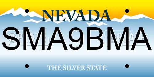 SMA9BMA Nevada License Plate