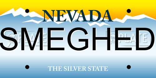 SMEGHED Nevada License Plate