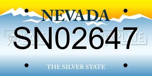 SN02647 Nevada License Plate
