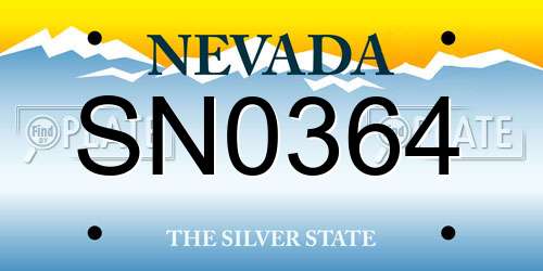 SN0364 Nevada License Plate