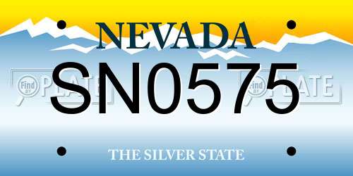 SN0575 Nevada License Plate