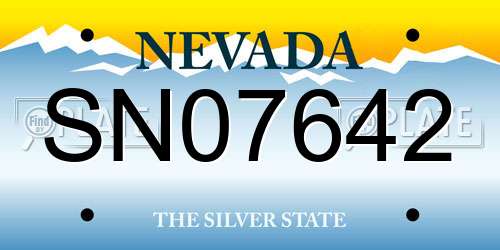 SN07642 Nevada License Plate