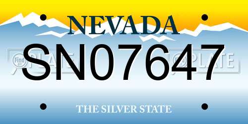 SN07647 Nevada License Plate