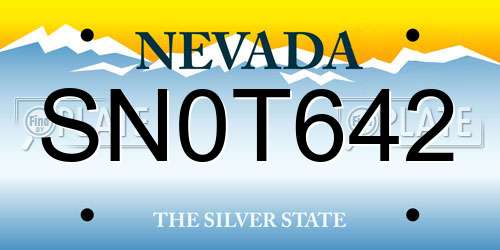 SN0T642 Nevada License Plate