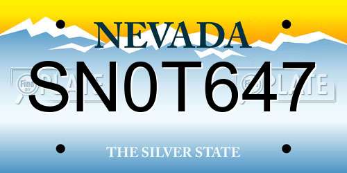 SN0T647 Nevada License Plate