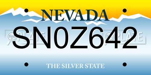 SN0Z642 Nevada License Plate