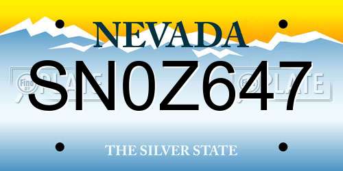 SN0Z647 Nevada License Plate