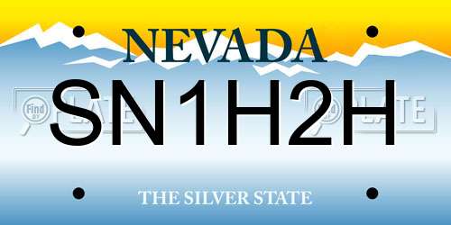 SN1H2H Nevada License Plate