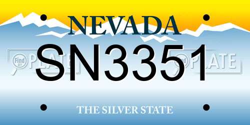 SN3351 Nevada License Plate