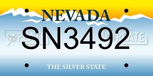 SN3492 Nevada License Plate