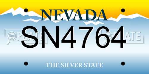 SN4764 Nevada License Plate