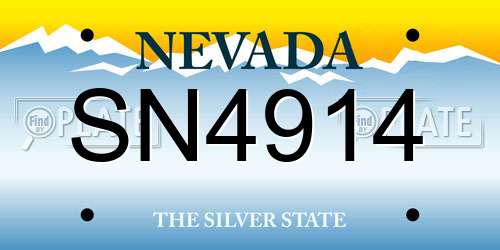 SN4914 Nevada License Plate