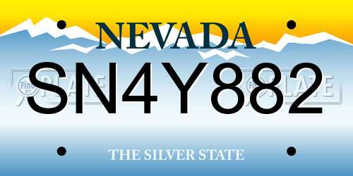 SN4Y882 Nevada License Plate