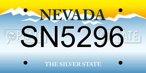 SN5296 Nevada License Plate