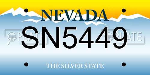 SN5449 Nevada License Plate
